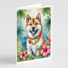 Load image into Gallery viewer, Akita Luau Greeting Cards - Blank Note Cards – 8-Pack of Artist-Designed Cards with Envelopes