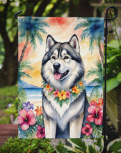 Load image into Gallery viewer, Alaskan Malamute Luau Garden Flag – Tropical Dog Decor with Hibiscus &amp; Palm Leaves