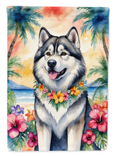 Load image into Gallery viewer, Alaskan Malamute Luau Garden Flag – Tropical Dog Decor with Hibiscus &amp; Palm Leaves