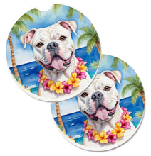 Load image into Gallery viewer, American Bulldog Luau Car Coasters – Set of 2 - Absorbent Stone with Fun &amp; Functional Artwork