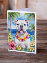 Load image into Gallery viewer, American Bulldog Luau Greeting Cards - Blank Note Cards – 8-Pack of Artist-Designed Cards with Envelopes