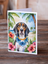 Load image into Gallery viewer, American English Coonhound Luau Greeting Cards - Blank Note Cards – 8-Pack of Artist-Designed Cards with Envelopes