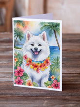 Load image into Gallery viewer, American Eskimo Luau Greeting Cards - Blank Note Cards – 8-Pack of Artist-Designed Cards with Envelopes