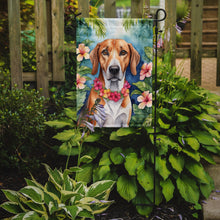 Load image into Gallery viewer, American Foxhound Luau Garden Flag – Tropical Dog Decor with Hibiscus &amp; Palm Leaves
