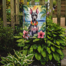 Load image into Gallery viewer, American Hairless Terrier Luau Garden Flag – Tropical Dog Decor with Hibiscus &amp; Palm Leaves