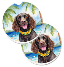 Load image into Gallery viewer, American Water Spaniel Luau Car Coasters – Set of 2 - Absorbent Stone with Fun &amp; Functional Artwork