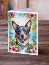 Load image into Gallery viewer, Australian Cattle Dog Luau Greeting Cards - Blank Note Cards – 8-Pack of Artist-Designed Cards with Envelopes