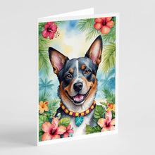 Load image into Gallery viewer, Australian Cattle Dog Luau Greeting Cards - Blank Note Cards – 8-Pack of Artist-Designed Cards with Envelopes