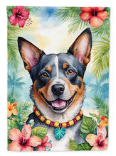 Load image into Gallery viewer, Australian Cattle Dog Luau Garden Flag – Tropical Dog Decor with Hibiscus &amp; Palm Leaves