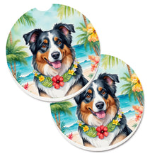 Load image into Gallery viewer, Australian Shepherd Luau Car Coasters – Set of 2 - Absorbent Stone with Fun &amp; Functional Artwork
