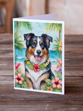 Load image into Gallery viewer, Australian Shepherd Luau Greeting Cards - Blank Note Cards – 8-Pack of Artist-Designed Cards with Envelopes