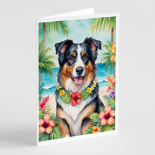 Load image into Gallery viewer, Australian Shepherd Luau Greeting Cards - Blank Note Cards – 8-Pack of Artist-Designed Cards with Envelopes