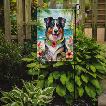 Load image into Gallery viewer, Australian Shepherd Luau Garden Flag – Tropical Dog Decor with Hibiscus &amp; Palm Leaves