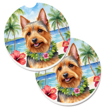 Load image into Gallery viewer, Australian Terrier Luau Car Coasters – Set of 2 - Absorbent Stone with Fun &amp; Functional Artwork