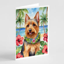 Load image into Gallery viewer, Australian Terrier Luau Greeting Cards - Blank Note Cards – 8-Pack of Artist-Designed Cards with Envelopes