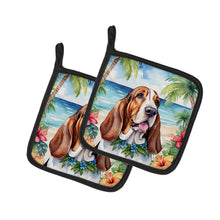 Load image into Gallery viewer, Basset Hound Luau Pot Holders - Set of 2 Decorative Kitchen Helpers | Made in the USA