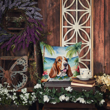 Load image into Gallery viewer, Basset Hound Luau Throw Pillow - 14x14 Decorative Pillow – Art for Your Home &amp; Patio