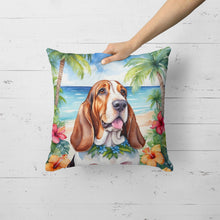 Load image into Gallery viewer, Basset Hound Luau Throw Pillow