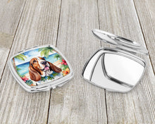 Load image into Gallery viewer, Basset Hound Luau Compact Mirror – Stylish Purse Mirror with Artistic Covers