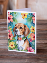 Load image into Gallery viewer, Beagle Luau Greeting Cards - Blank Note Cards – 8-Pack of Artist-Designed Cards with Envelopes