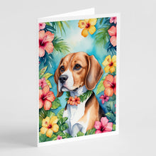 Load image into Gallery viewer, Beagle Luau Greeting Cards - Blank Note Cards – 8-Pack of Artist-Designed Cards with Envelopes