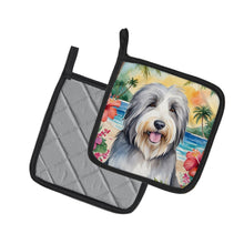 Load image into Gallery viewer, Bearded Collie Luau Pot Holders - Set of 2 Decorative Kitchen Helpers | Made in the USA