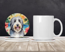 Load image into Gallery viewer, Bearded Collie Luau Large Sandstone Coasters Pack of 4