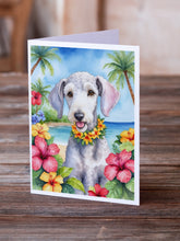 Load image into Gallery viewer, Bedlington Terrier Luau Greeting Cards - Blank Note Cards – 8-Pack of Artist-Designed Cards with Envelopes