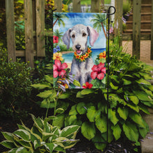 Load image into Gallery viewer, Bedlington Terrier Luau Garden Flag – Tropical Dog Decor with Hibiscus &amp; Palm Leaves
