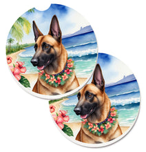 Load image into Gallery viewer, Belgian Malinois Luau Car Coasters – Set of 2 - Absorbent Stone with Fun &amp; Functional Artwork