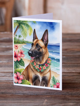 Load image into Gallery viewer, Belgian Malinois Luau Greeting Cards - Blank Note Cards – 8-Pack of Artist-Designed Cards with Envelopes