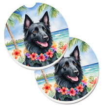 Load image into Gallery viewer, Belgian Sheepdog Luau Car Coasters – Set of 2 - Absorbent Stone with Fun &amp; Functional Artwork