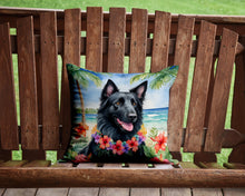 Load image into Gallery viewer, Belgian Sheepdog Luau Throw Pillow - 14x14 Decorative Pillow – Art for Your Home &amp; Patio