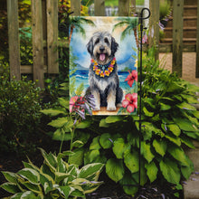 Load image into Gallery viewer, Bergamasco Sheepdog Luau Garden Flag – Tropical Dog Decor with Hibiscus &amp; Palm Leaves