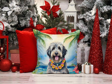 Load image into Gallery viewer, Bergamasco Sheepdog Luau Throw Pillow - 14x14 Decorative Pillow – Art for Your Home &amp; Patio