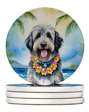 Load image into Gallery viewer, Bergamasco Sheepdog Luau Large Sandstone Coasters Pack of 4