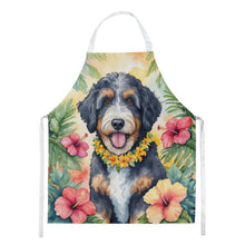 Load image into Gallery viewer, Bernedoodle Luau Apron – Artist-Designed Kitchen, BBQ &amp; Craft Apron
