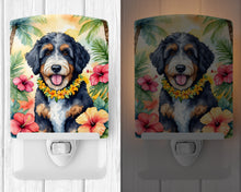 Load image into Gallery viewer, Bernedoodle Luau Ceramic Night Light