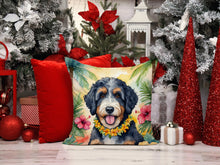 Load image into Gallery viewer, Bernedoodle Luau Throw Pillow - 14x14 Decorative Pillow – Art for Your Home &amp; Patio