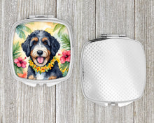 Load image into Gallery viewer, Bernedoodle Luau Compact Mirror – Stylish Purse Mirror with Artistic Covers
