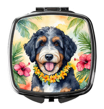 Load image into Gallery viewer, Bernedoodle Luau Compact Mirror – Stylish Purse Mirror with Artistic Covers