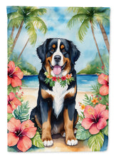 Load image into Gallery viewer, Bernese Mountain Dog Luau Garden Flag – Tropical Dog Decor with Hibiscus &amp; Palm Leaves