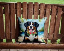 Load image into Gallery viewer, Bernese Mountain Dog Luau Throw Pillow - 14x14 Decorative Pillow – Art for Your Home &amp; Patio