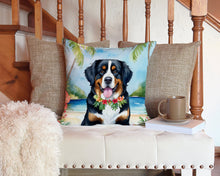 Load image into Gallery viewer, Bernese Mountain Dog Luau Throw Pillow - 14x14 Decorative Pillow – Art for Your Home &amp; Patio