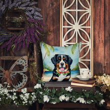 Load image into Gallery viewer, Bernese Mountain Dog Luau Throw Pillow - 14x14 Decorative Pillow – Art for Your Home &amp; Patio