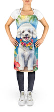 Load image into Gallery viewer, Bichon Frise Luau Apron – Artist-Designed Kitchen, BBQ &amp; Craft Apron