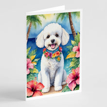 Load image into Gallery viewer, Bichon Frise Luau Greeting Cards - Blank Note Cards – 8-Pack of Artist-Designed Cards with Envelopes