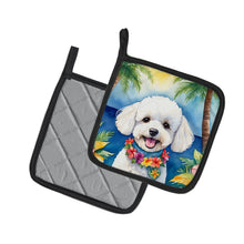 Load image into Gallery viewer, Bichon Frise Luau Pot Holders - Set of 2 Decorative Kitchen Helpers | Made in the USA