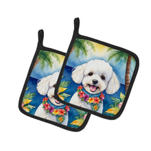 Load image into Gallery viewer, Bichon Frise Luau Pot Holders - Set of 2 Decorative Kitchen Helpers | Made in the USA