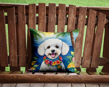 Load image into Gallery viewer, Bichon Frise Luau Throw Pillow - 14x14 Decorative Pillow – Art for Your Home &amp; Patio